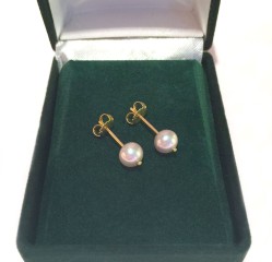 14k Gold, 6 1/2mm Pink Metallic Pearls