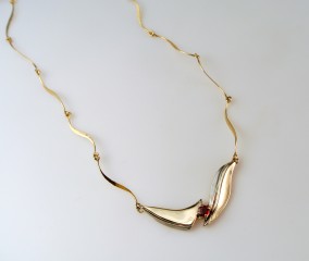 14k Gold and Sterling Silver, with Ruby
