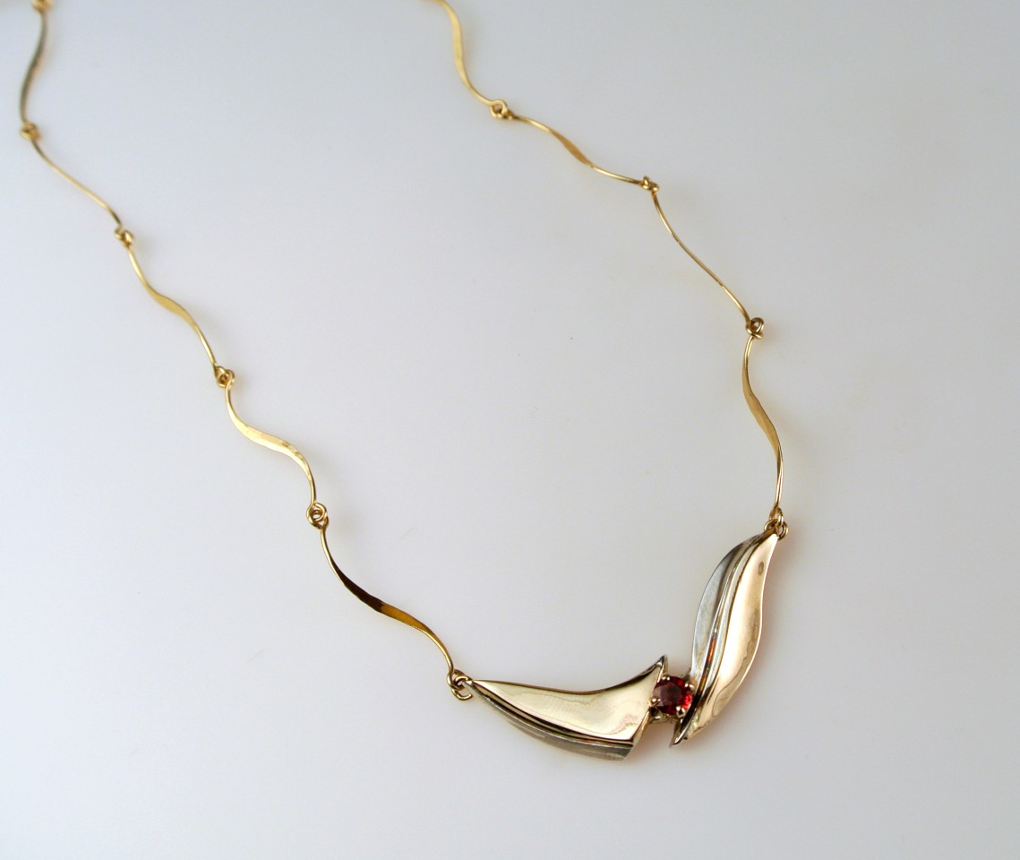 14k Gold and Sterling Silver, with Ruby necklace