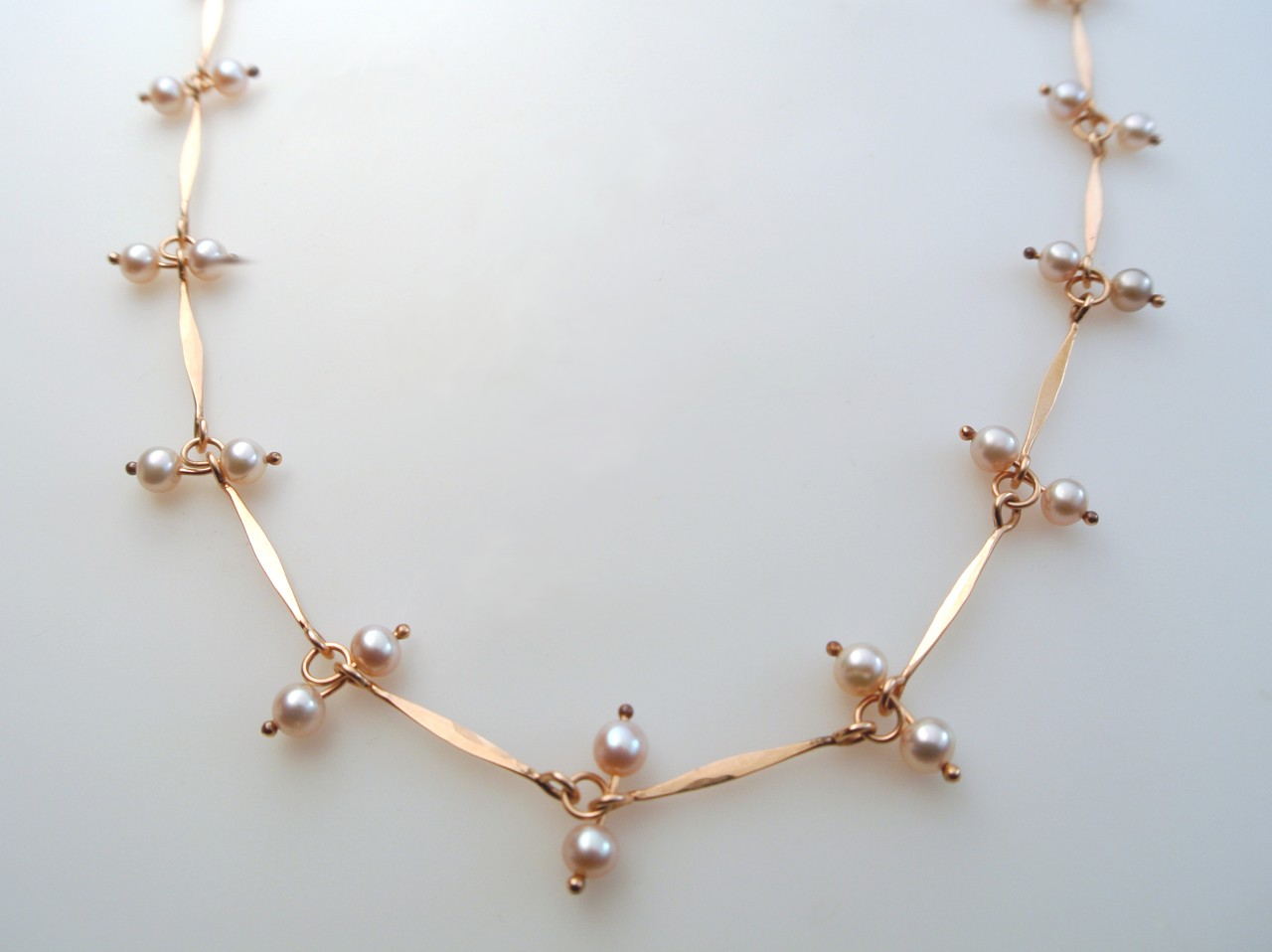 14k Rose Gold, Pearls necklace