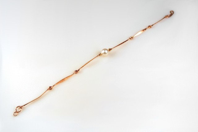 14k Rose Gold, Single Pearl bracelet