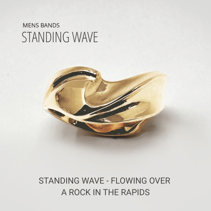 Men's band standing wave - Flowing over a rock in the rapids